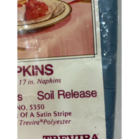 VTG Trevira 5350 Satin Stripe Napkins 17" X 17" Blue Permanent-Press Polyester 4 - Picture 6 of 7
